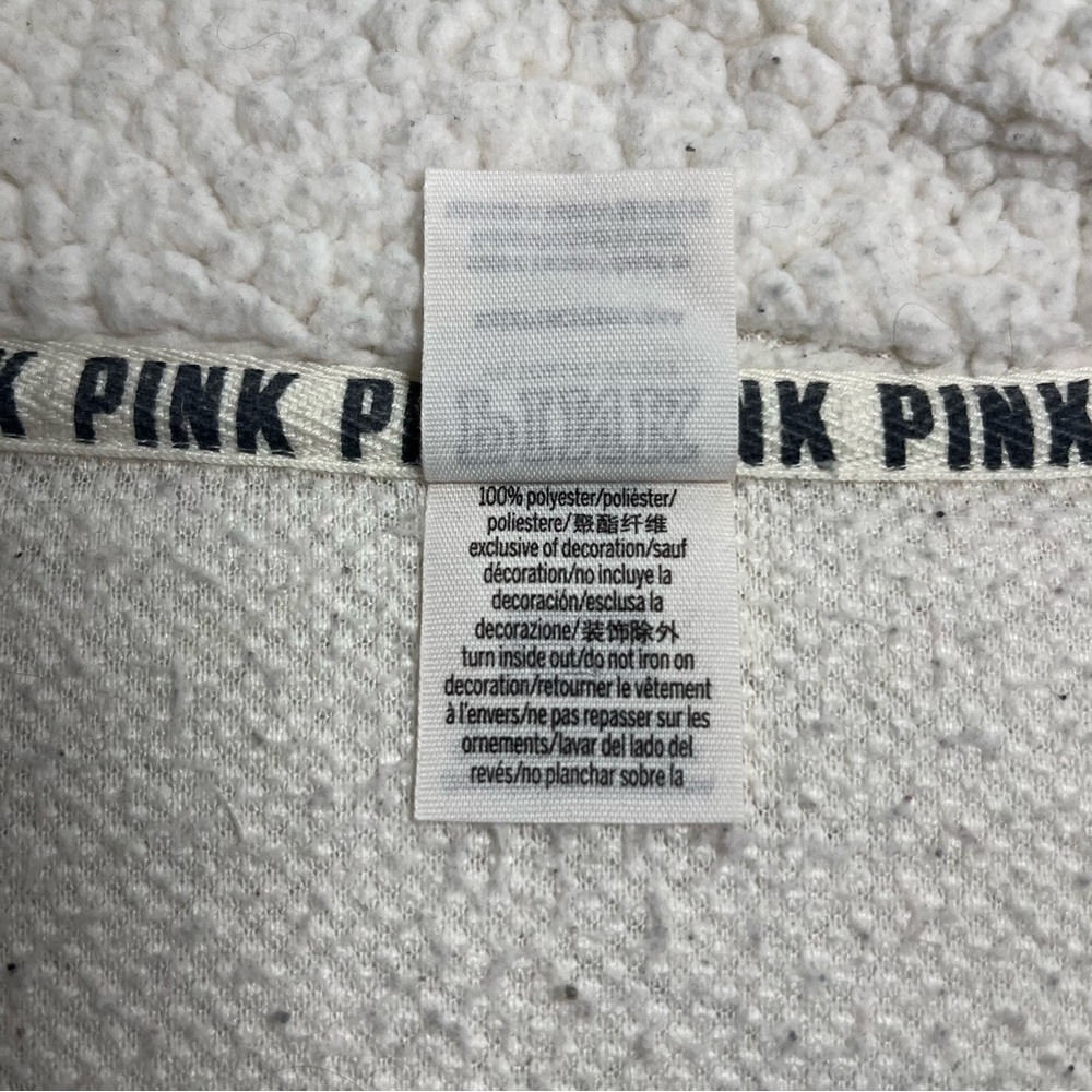 VS PINK White Sherpa Quarter Zip Sweater - Picture 7 of 9